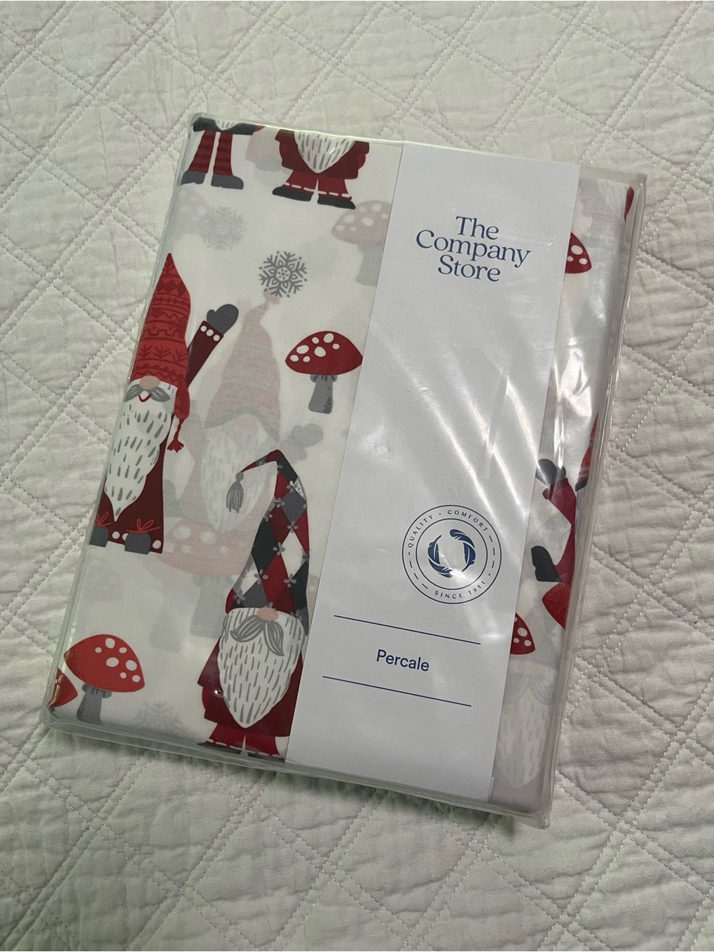 NWT The Company Store Percale Twin Duvet Cover with Gnome and Mushroom Print